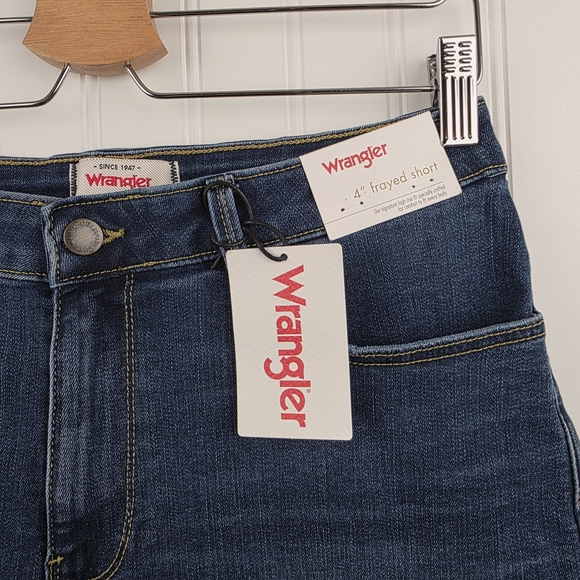 Wrangler Women Fray Denim Shorts High Waits Size 34 - Picture 5 of 11